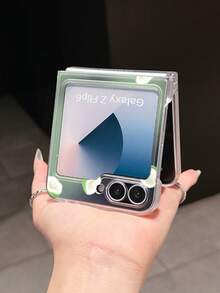 1pc Fashion Simple Matte PC Material Simple Cute Fruit Coconut Tree Element Folding Phone Case, Can Protect And Prevent Falling For: SamsungGalaxy Zflip 3/Zflip 4/Zflip 5/Zflip 6/Zflip 7/ Find N3 Flip/ Razr 50 Ultra/ Razr 60 Ultra/ 60/ Razr 50/XiaomiMIX Flip/Galaxy Z Flip7 FE - Transparent Green - View 3