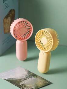 1pc Solid Color Minimalist Hand Fan, Mini Handheld Fan Powered By AA Battery (Battery Not Included), Portable Cooling Fan For Summer - Multicolor - View 5