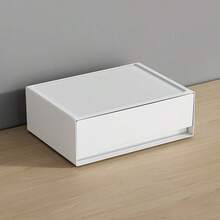 1-2pcs Multi-Layer Stackable Plastic Storage Box, Suitable For Bedroom, Living Room, Bathroom, Dorm, Drawer, Tabletop, Customizable Jewelry Display Box - White - View 9