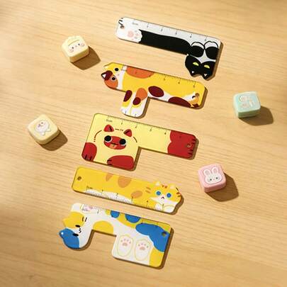 迷你卡通亚克力尺，可爱猫狗吊坠尺，便携式口袋尺，适合学生日记使用