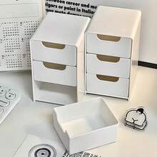 Organizador de moda de 3 capas - Perfecto para almacenar artículos de oficina, joyas y cosméticos - Divisiones de plástico ligero, accesorio de escritorio portátil y conveniente, joyero - Multicolor - Ver 5