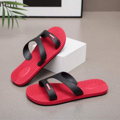 Men's Flip Flops, High-End Non-Slip Odor-Resistant Thong Sandals, Fashionable Rubber Outdoor Thick-Soled Beach Shoes