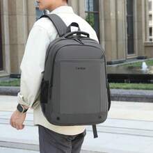 Men's Backpack, Student Bookbag, Street Casual Commute Travel Bag, Large Capacity, Ultra-Thin, Lightweight - Grey - View 4