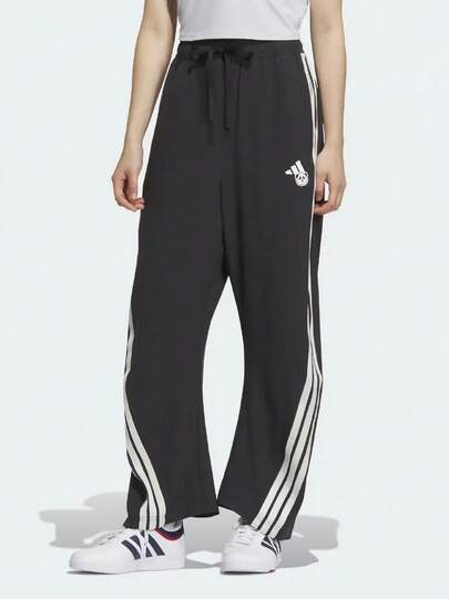 Adidas Climacool WOVEN TRACKSUIT BOTTOMS Black Versatile Comfortable Loose Drawstring Striped Casual Pants For Women