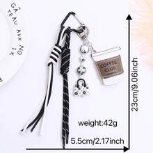2 Pieces Of Leather Creative Ice Cream Coffee Cup Hand Woven Lanyard Car Keychain Keychain Bag Pendant - Multicolor - View 3