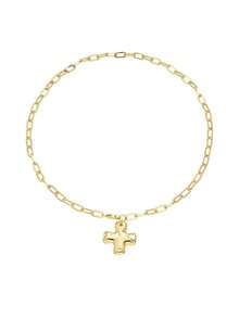 锤纹十字架吊坠项链，金链首饰，沙滩派对女士礼物 - 幾何十字項鍊 - 查看 3