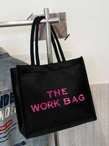 时尚大容量女士手提包，印有“The Work Bag”字样，多功能单肩包，可折叠耐用购物袋，便携手提包，女士化妆包，旅行洗漱包，春夏旅行必备，适用于办公、通勤、度假、购物等场合，是生日礼物、返校礼物、母亲节礼物、复活节礼物的理想之选。 - 彩色 - 查看 8