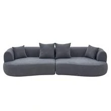 Sofá Seccional Curvo Moderno, Sofá de Espuma de 122'' con Forma de Arco para 4 Personas, Comprimido en Caja, Sofá Cloud Sin Estructura con Asientos Extra Profundos y Anchos, Cómodo - Blanco + Espuma + Resorte - Ver 9
