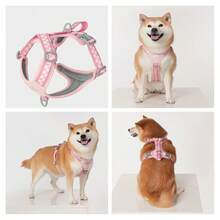 Cute Pink Plaid Pattern Dog Harness - Breathable Reflective Dual-Mode Classic Dog Harness Suitable For Outdoor Use, Fits Small To Medium Dogs, Fashionable New Design - Pink - View 5