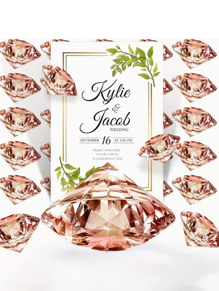 10pcs Acrylic Diamond Place Card Holders - For Wedding Table Number Stands, Table Card Display For Reception,Dining Tabletop Stands,Bride,Wedding Decor - Diamond Position Card Holder - View 1