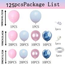 Party Supplies, 125 Sets Of Balloon Arches (5-Inch, 10-Inch, 18-Inch), In Blue, Pink, And Latex Balloons, Suitable For Weddings, Birthdays, Babyshowers, Gender Reveal Parties, Easter, Gift Party Decorations, And Family Room Decor. - View 3