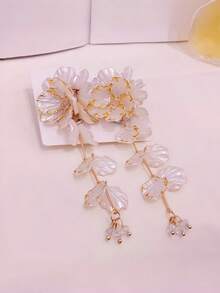 1 Pair Fashionable Women's Elegant Acrylic Flower Drop Earrings, Versatile Suitable For Vacation Wear - Multicolor - View 10