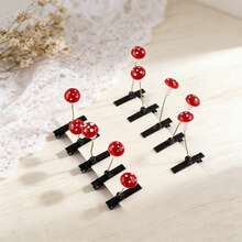 10pcs Red Mushroom 3D Hair Clips, Funny Cute Party Headpiece, Gift For Friends - Red - View 3