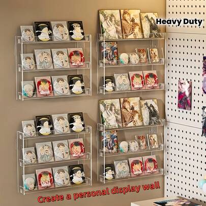 三层壁挂式置物架 - 背胶设计，加厚坚固的层板，节省空间的收纳方案，适用于浴室、厨房、梳妆台、办公室，现代时尚