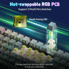 AULA F75 MAX Customized Mechanical Keyboard, 2.4G Wireless/Bluetooth/Wired Three-Mode, RGB Backlit Hot-Swappable Gaming Keyboard, 81-Key 75% Layout With TFT Smart Display Screen And Multimedia Buttons, PBT Keycaps, Ergonomic Design, Game & Office Modes Switchable, For Computer Laptop Office And Typing - View 10