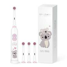 1 pieza Cepillo de dientes eléctrico giratorio con 4 cabezales de cepillo, incluye 2 baterías AAA, cepillo de dientes eléctrico con batería inteligente que se limpia, suave, con una variedad de patrones - Blanco - Ver 7