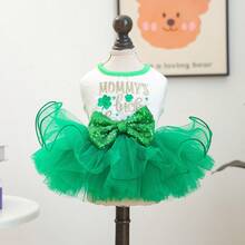 PETCIRCLE 1件宠物服装，狗/猫连衣裙，春夏新款薄纱裙，幸运仙女薄纱裙，轻盈薄纱裙 - 綠色 - 查看 14