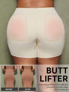 1pc Women Waist Trainer Shorts With Butt Pads, Seamless Shapewear Tummy Control Panty - Apricot - View 2