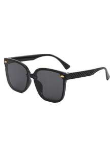 1 Pair Unisex Square Frame Black Glasses, Retro Sports Fashion Eyewear For Daily Wear - 黑色 - 查看 2