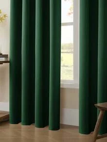 1件装经典款遮光隔断帘 - 隔音隐私帘，顶部带金属环 - 高精度平纹涤纶面料，适用于卧室、露台门 - 四季通用无绳田园风窗帘，卧室和客厅适用 - 墨綠色 - 查看 2