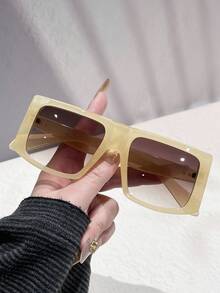 1 pieza Gafas de moda para hombre, nuevo marco cuadrado de alta calidad, versátil, estilo callejero, pasarela, uso diario, fiesta, salida, vacaciones - Multicolor - Ver 5