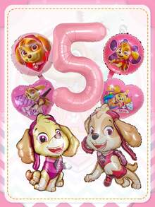 Paw Patrol Skye Themed Pink Aluminum Foil Balloons Set – 1-9 Number Balloons, Heart & Paw Print Balloons, 2 Styles Of Skye Character Balloons – Reusable Mylar Balloons For Birthday Party, Event Decorations, Photo Booth Props – High-Gloss, Party Supplies Ideal For Theme Celebrations & Shop Displays - Skye Balloon - View 7