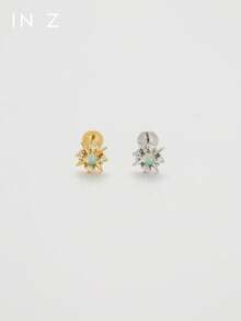 1 件 925 纯银四角星耳钉，镶嵌天然蛋白石 | 低过敏性耳钉 | 男女皆宜（1 件，非 1 对） - 彩色 - 查看 6