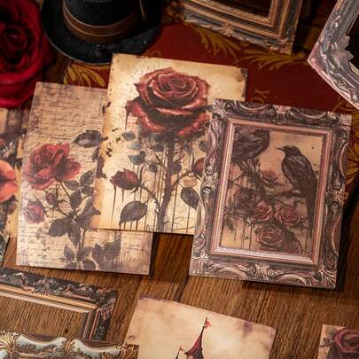 20 ورقة/عبوة ورق تجليد بحواف زهرية، ورق زخرفي قديم غير لاصق لل- DIY، هدايا عيد، لوازم كولاج يدوية، تخطيط دفتر تذكاري شخصي، قرطاسية مدرسية إبداعية