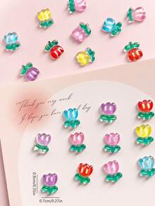 50pcs Spring Edition, Colorful Rose Design Nail Art Decoration, Suitable For Spring Nail Accessories, DIY, Nail Products, Nails Charm, Multiple Color Blends - Multicolor - View 4