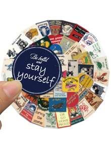 50pcs Retro Inspirational Sticker Aesthetic Creative Graffiti Decal For Diary Phone Case Guitar Skateboard Scrapbook Decoration Sticker - Multicolor - View 5