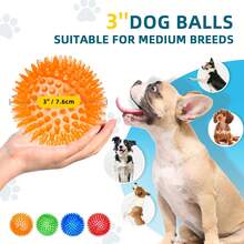 Dog Toys Ball, 3/4/6 Pack Squeaky Dog Toys, Durable Dog Toys For Aggressive Chewers, Spiky Dog Ball For Clean Teeth And Training, Fetch Toys For Dogs, Puppy Chew Toys For Teething - 多 - 查看 6