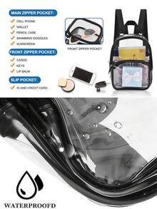 1 pieza Mochila transparente de PVC, mochila de viaje mini para deportes al aire libre, mochila transparente resistente con correas resistentes, adecuada para la escuela y el estudio - 1 Uds. - Ver 4