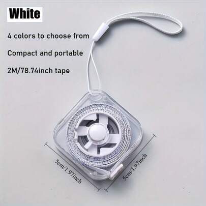 2m/6ft Cinta métrica mini suave y linda, portátil con bloqueo retráctil y marcas claras en CM/pulgadas - Adecuada para costura, hogar, cintura, busto, medición de altura - Duradera y fácil de almacenar, estuche transparente de limpieza fácil con bucle colgante