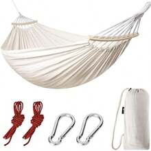 Hamaca portátil para acampar de adultos hamaca yucateca king size 190*150cm Hamacas de Acampar de Nailon con correas para árboles y bolsa de almacenamiento adecuada para jardín playa camping - Blanco - Ver 8