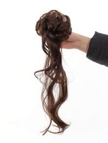 Kẹp tóc búi rối, phụ kiện tóc búi xoăn gợn sóng rối cho nữ, kiểu tóc búi ngắn bồng bềnh, tóc nối tổng hợp màu nâu đen, tóc nối búi đuôi ngựa rối - Nhiều màu - Xem 10
