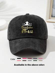 1 pieza Gorra de béisbol con lavado desgastado y estampado "Don Julio", sombrero de sol, ala curva, gorra de papá, adecuada para uso diario y actividades al aire libre, verano, playa, vacaciones - Multicolor - Ver 13