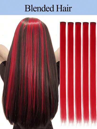 18 Inch 20pcs Red Invisible Hair Extensions, Natural Hair Quality Hair Accessory For Party, I-Tip For Women