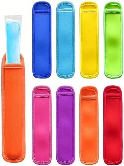 8pcs I Pop Sleeves, I Pope Neoprene Insulated Popsicle Holders, Colorful Popsicle Molds, Reusable Washable Popsicle Sticks, Catering Supplies Accessories