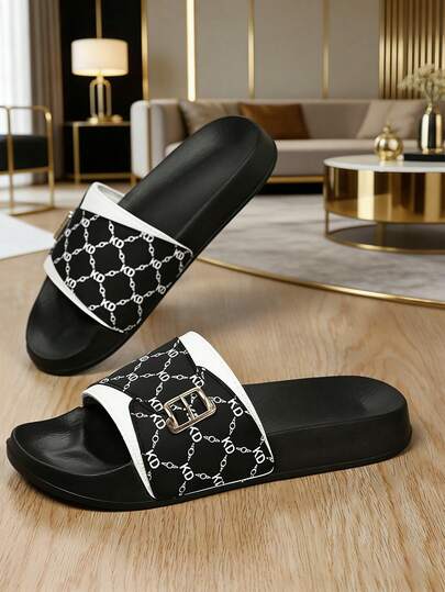 4-Season Home Slippers, Outdoor Sports Sandals, Beach Slippers, Casual Slippers, Skull Pattern, Slip-On Slippers