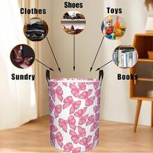 1PC Laundry Basket Bow / Palm Leaf / Puppy Paw / Whale Shark Foldable Laundry Basket With Handle Clothes Storage Box Suitable For Home Bedroom Bathroom College Dormitory - Multicolor - View 3