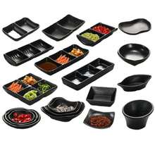 Sauce Dish Black ABS Three-Compartment Snack Plate For Home Cuisine Seasoning Plate Sushi Soy Dipping Sauce Bowl - Multicolor - View 10