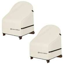 Porch Shield Paquete de 2 fundas impermeables para silla Adirondack para patio se adapta a sillas de exterior de 32 pulgadas de ancho x 34 pulgadas de profundidad x 36 pulgadas - Beis - Ver 1