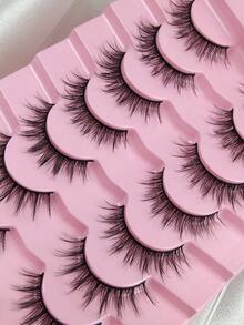 7对C型卷翘假睫毛 漫画假睫毛 娃娃假睫毛 尖刺假睫毛 纤细自然妆效假睫毛 柔软黑色睫毛梗 日韩cosplay妆容 - 黑色 - 查看 6