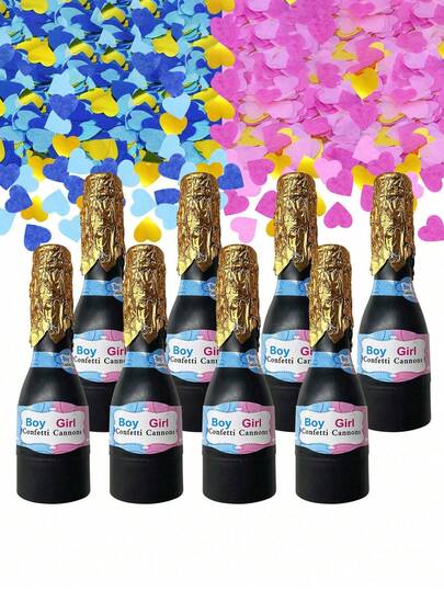 3个/包 五彩纸屑礼炮，适用于性别揭晓派对装饰、婚礼、返校季、生日装饰、迎婴派对装饰、周年纪念、圣诞节、返校用品、教室装饰、新年趣味派对用品、装饰品和小礼物、房间家居装饰、母亲节、毕业典礼（请勿将发射管对准人或物体）