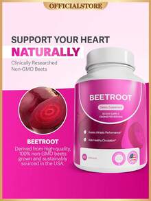 Organic Beet Root Capsules – 1300mg Beetroot Powder For Natural Energy & Endurance Support, Non-GMO, Lab-Tested Beet Supplement - 60 Capsules, 30-Day Supply - 60 viên nang - Xem 1