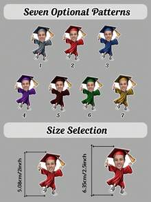1/10/25/50/100/150 Pcs Customizable Graduation-Themed Cupcake Inserts, Personalized Face Cupcake Toppers, Custom Face Cupcake Decorations, Custom Cupcake Decorations With Different Face Photos, Graduation Cake Decoration Party Hat Cupcake Toppers. - Multicolor - View 11