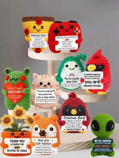 1件手工钩编桌面摆件，异想天开的科幻动植物毛绒玩偶，可爱设计，适合送给闺蜜、生日、女友、妈妈、奶奶、同事、家人、兄弟姐妹，传递正能量，适合派对、母亲节、父亲节、感恩节、卧室装饰、小礼物、纪念品。