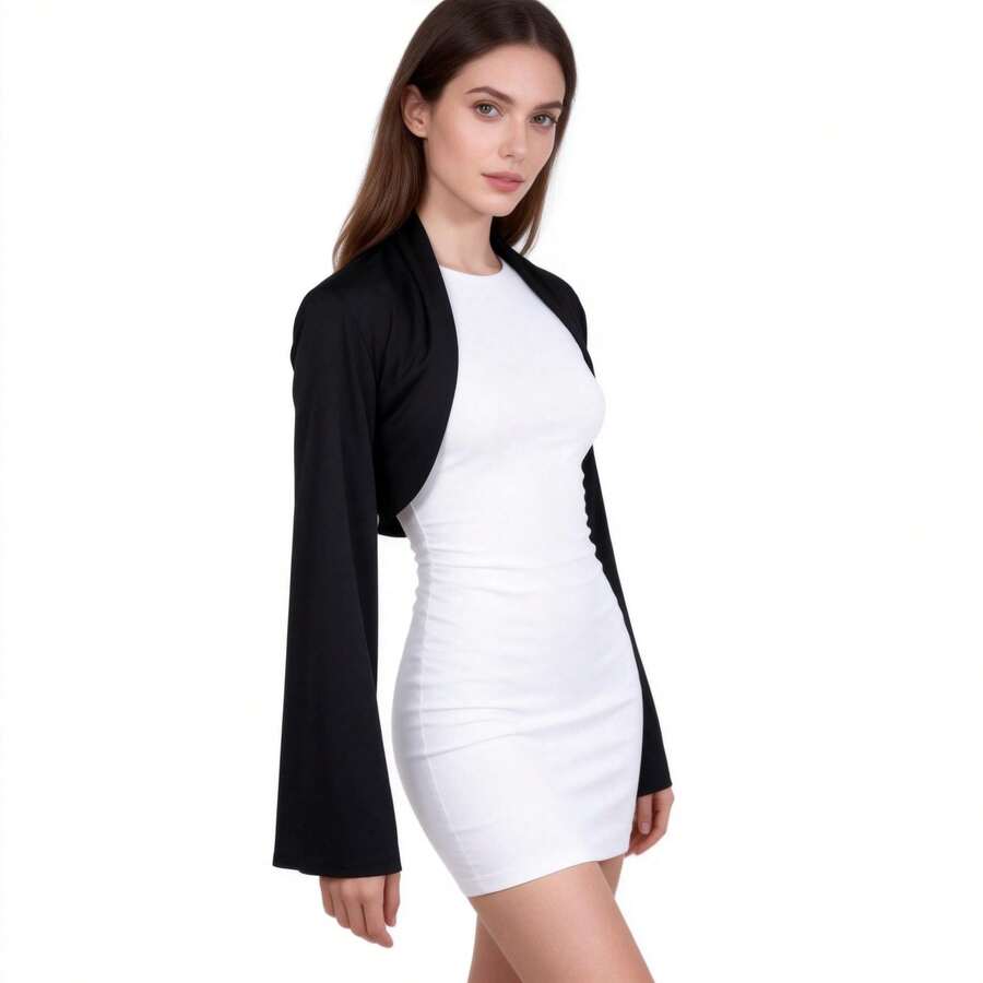 One-Piece Ice Silk Sun Protection Large-Sized UV Protection Arm And Shoulder Protector For Women, With Sleeves, Cardigan, Shawl, Dress Accessory For Sun Protection - 黑色 - 查看 1