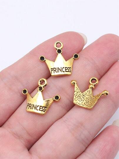 20pcs 17x19mm Princess Crown Charms Pendant For DIY Jewelry Making Necklace Keychain Phone Chain Bracelet Making Accessories Handmade Craft Making Findings