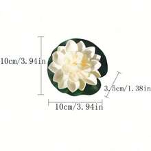10pcs Artificial Floating Foam Lotus Leaf Decor, Suitable For Pond, Aquarium And Stage, Lifelike Green Plant, Fake Lotus Flower For Fish Tank, Aquatic Lily Micro Landscape, 10cm, Suitable For Birthday, Graduation, Mother's Day, Indoor Decor, Tabletop Decor, Wedding Decor, Spring Decor, Bathroom Decor, Women's Gift, Housewarming, Outdoor Artificial Flower - White - View 2